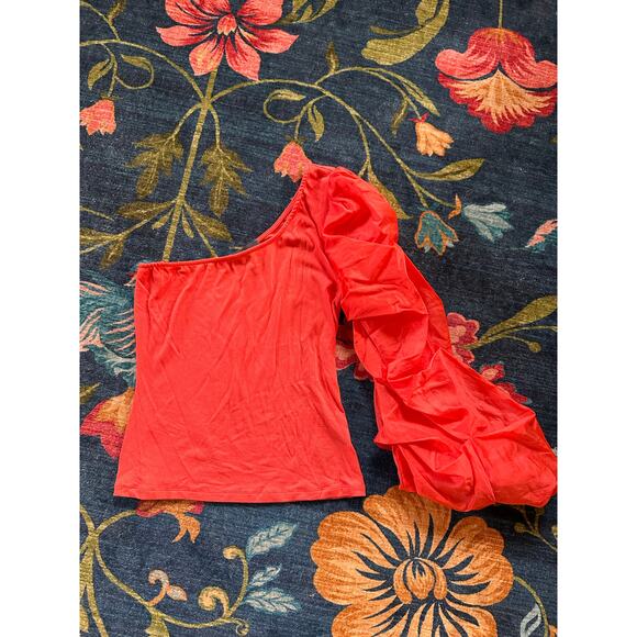 Anthropologie Sunday in Brooklyn Drama Sleeve One-Shoulder Top Size Medium - Picture 3 of 7